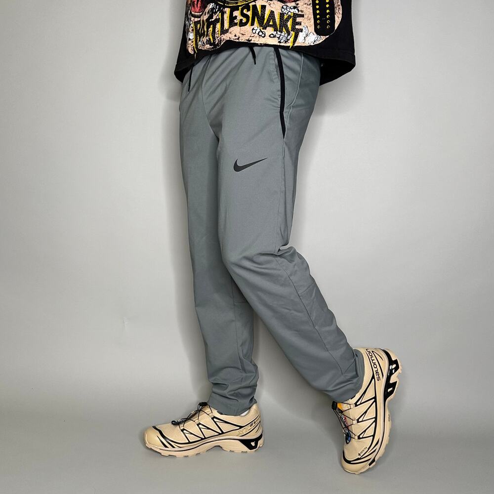 Vintage Y2K Nike Sweatpants Mens S Grey Black Logo Dri Fit Polyester Joggers